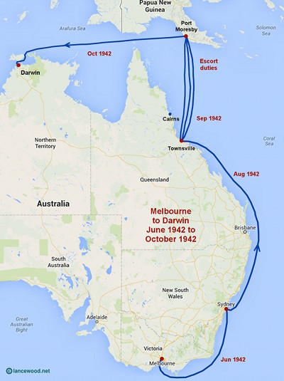 Melbourne to Darwin, Jun 1942 to Oct 1942